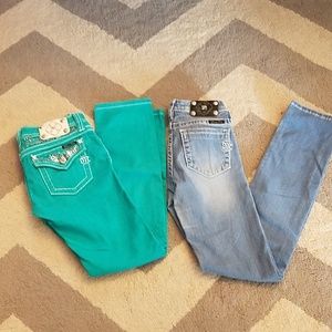 Miss Me girls Jean's size 14 skinny 2 pairs